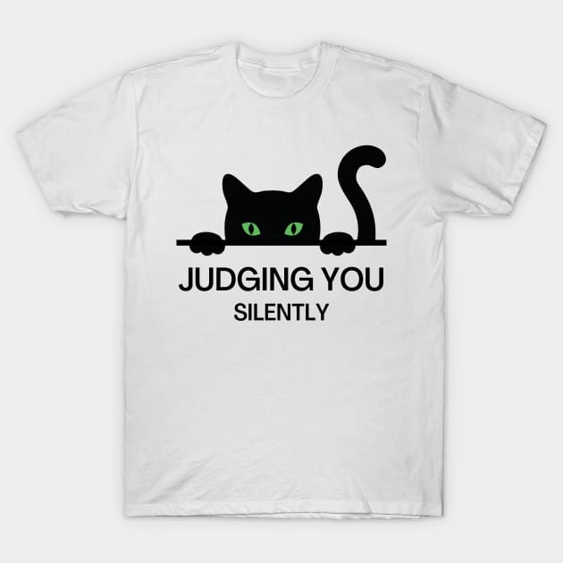 Judging You Silently Cat Humor T-Shirt by Novelty-art